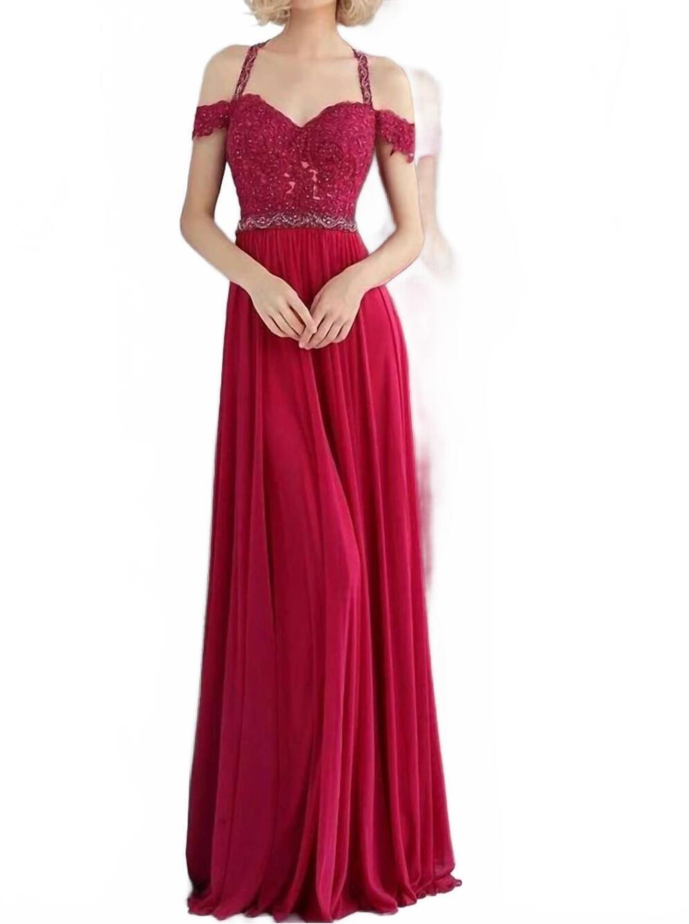 NEW JOVANI off shoulder long prom dress in magenta